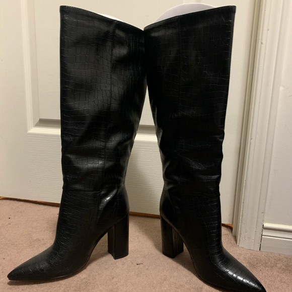 NEW BLACK KNEE HIGH BOOTS - Picture 8 of 13